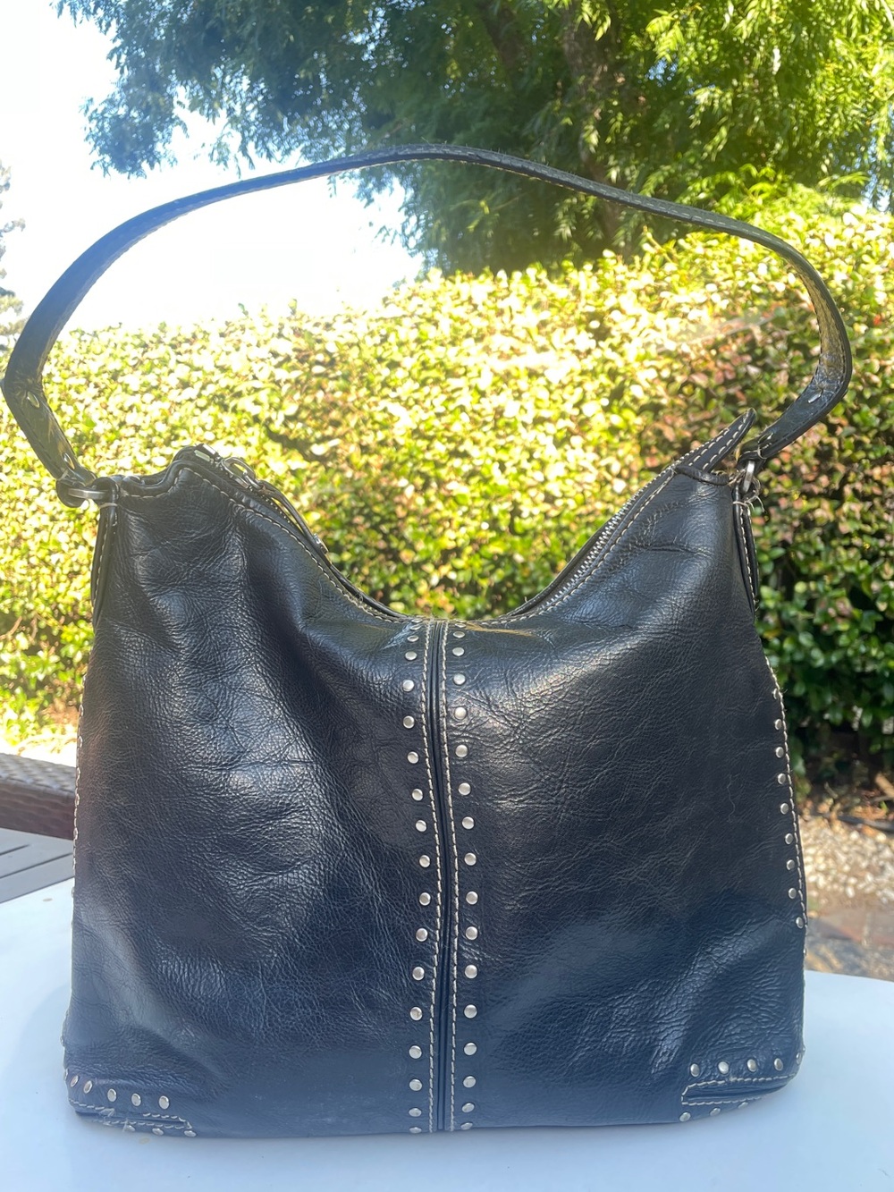 Vtg Michael kors Astor large leather hobo bag.